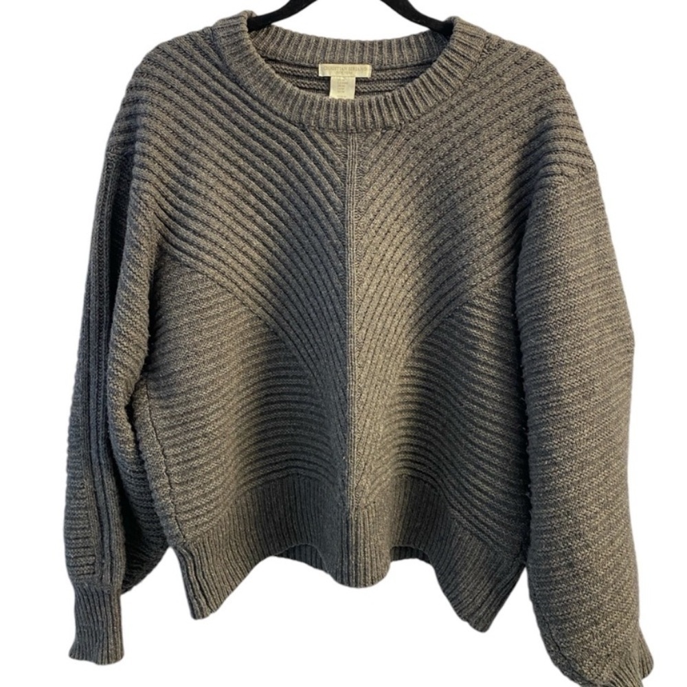 Christian Siriano Chunky Cable Knit Grey Long Sleeve Sweater Oversized Size M
